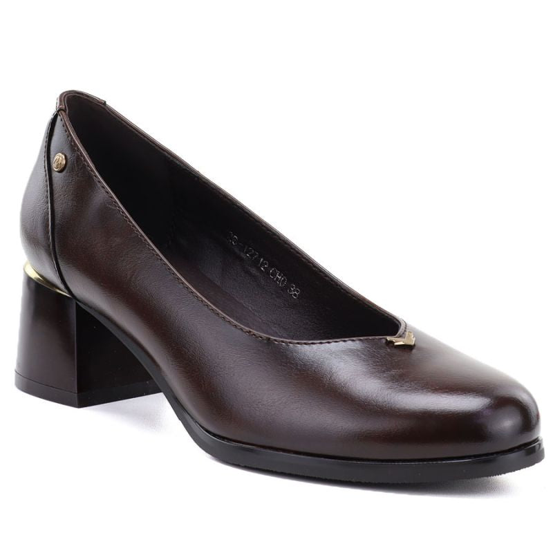Women's pumps, chocolate high heels, Potocki 25-12712