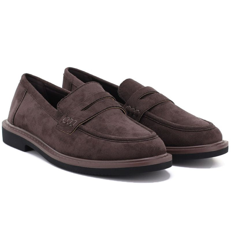 Women's suede lords shoes brown Vinceza 62335