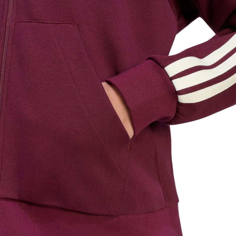 Women's adidas Essentials 3-Stripes Full-Zip Burgundy Sweatshirt KX0785