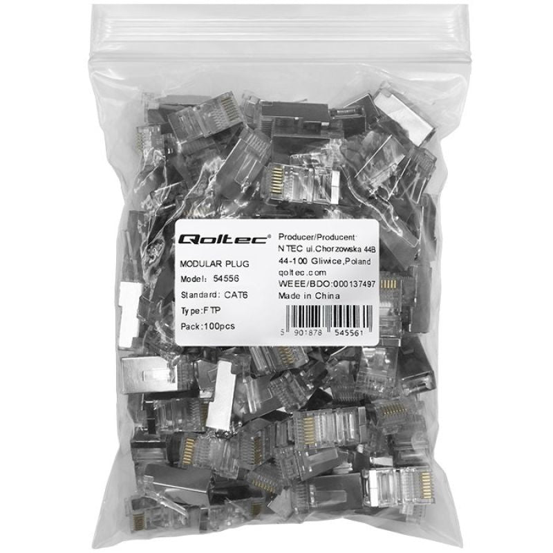 QOLTEC RJ45 MODULAR CONNECTOR PLUG | CAT6 | FTP | 100PCS Kable, gniazda i wtyki/Wtyki Your Sports Performance