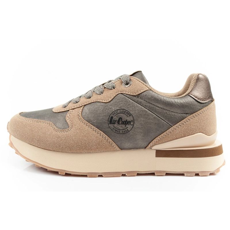Lee Cooper women's sneakers, fashionable, comfortable, durable, beige, gray Lee Cooper