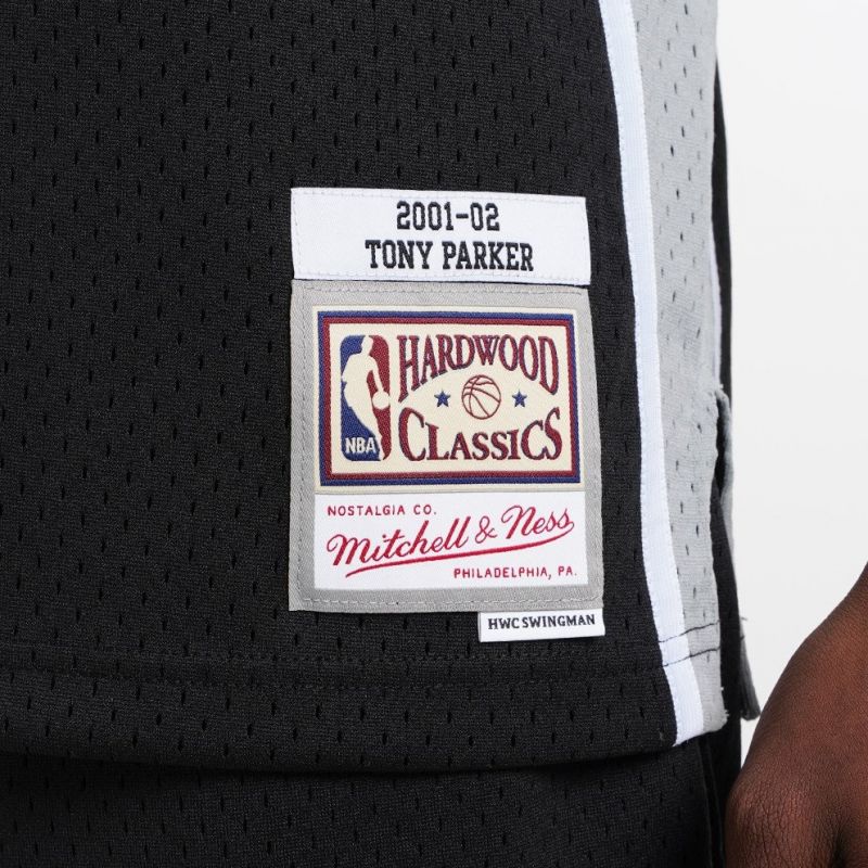 Mitchell &amp; Ness San Antonio Spurs NBA Swingman Jersey Spurs 2001 Tony Parker M SMJYLG19018-SASBLCK01TPA Clothing/Lifestyle/T-shirts/Mitchell & Ness Your Sports Performance