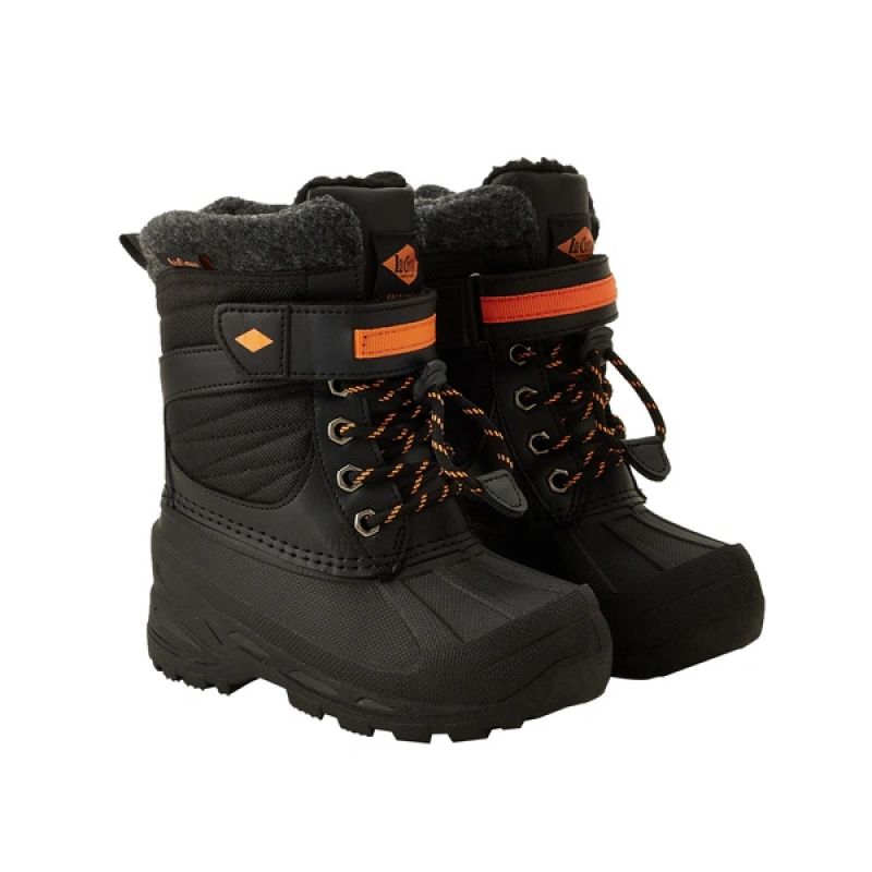Lee Cooper Kids’ Winter Boots, Black Insulated Snow Boots with Velcro Fastener