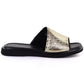 Women's gold leather flip-flops Vinceza 66914 Vinceza