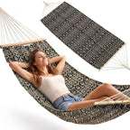 GARDEN HAMMOCK FOR 1 PERSON 200X100CM WITH SPREADER BAR ETHNO BLACK AND WHITE Home and Garden/Garden Your Sports Performance