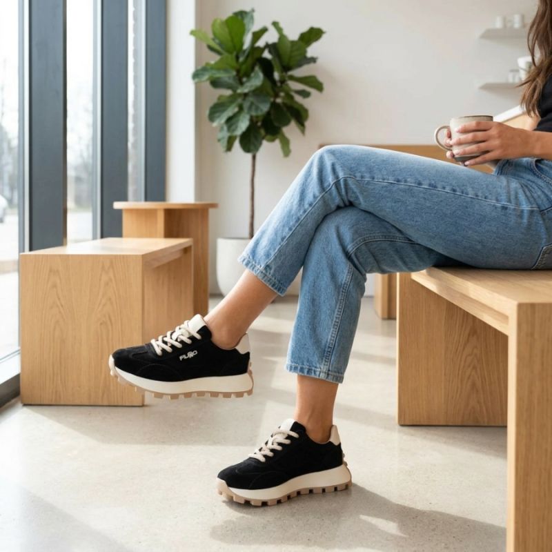 Leather platform sneakers black Filippo DP7498