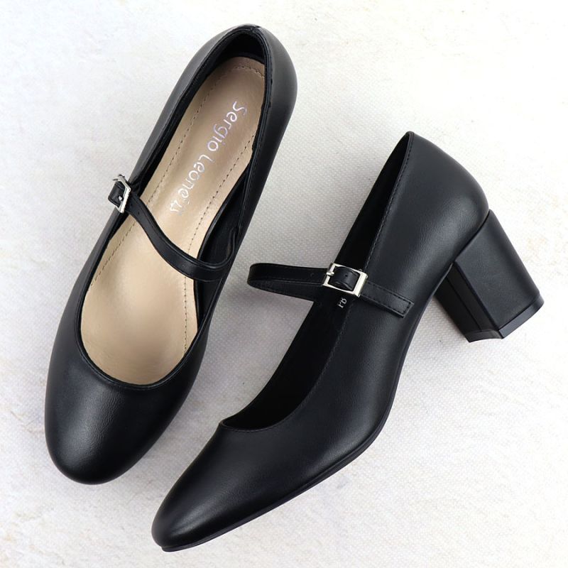 Black Sergio Leone PB176 low-heel pumps with strap Footwear Your Sports Performance