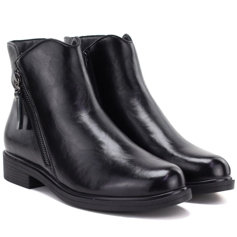 Women’s insulated black leather ankle boots Potocki JE19485ac