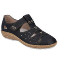 Women's leather openwork shoes, comfortable, with Velcro, black, Rieker 44852-14 Rieker