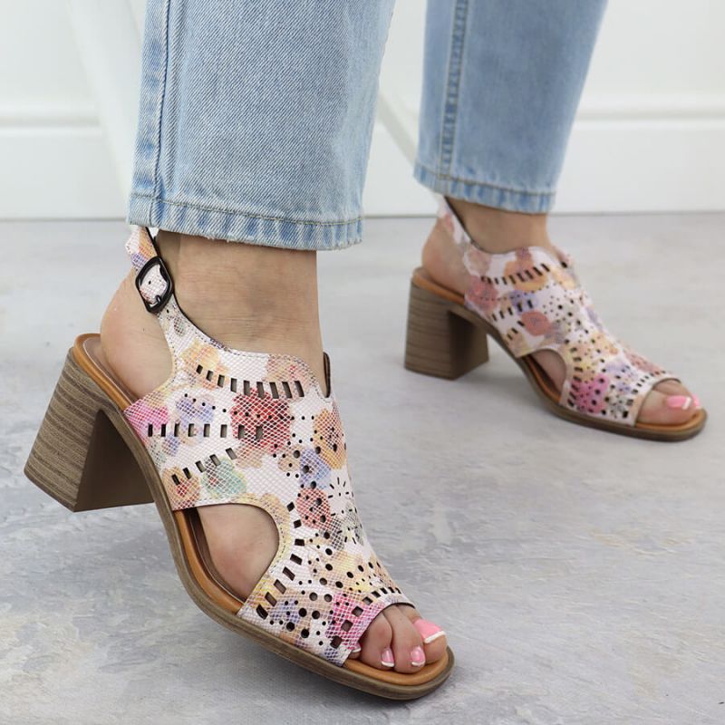 Women's openwork floral high-heeled sandals Jezzi 24125 Footwear Your Sports Performance