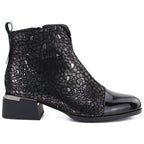 Women's leather ankle boots with heels in black and silver D&A S.Barski LZ62-2043