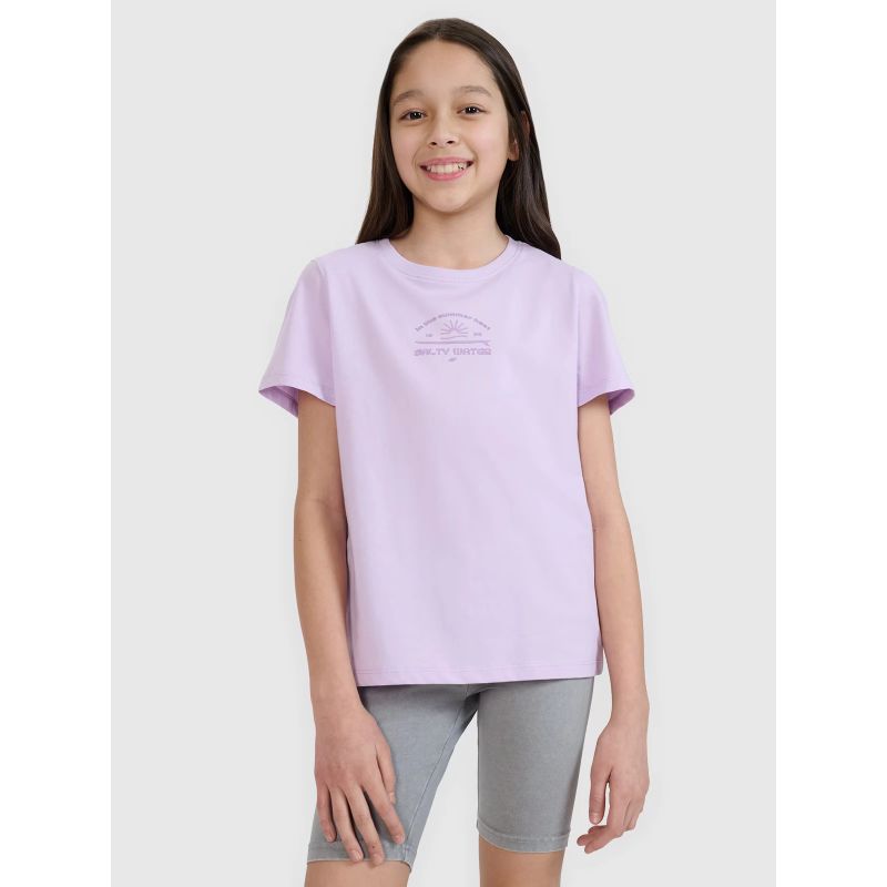 Girls' regular printed T-shirt 4F 4FJWSS25TTSHF1871-52S *Kategoria tymczasowa Your Sports Performance