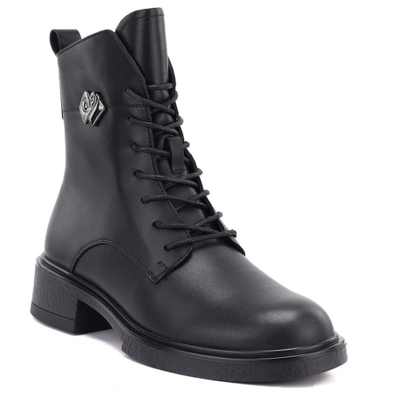 Women's leather ankle boots, black, D&A S.Barski MK62-7014