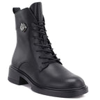 Women's leather ankle boots, black, D&A S.Barski MK62-7014