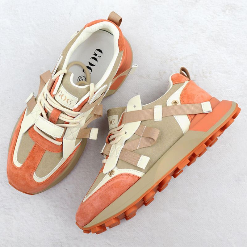 Women's beige and orange leather sneakers Goe RR2N4064 Footwear Your Sports Performance