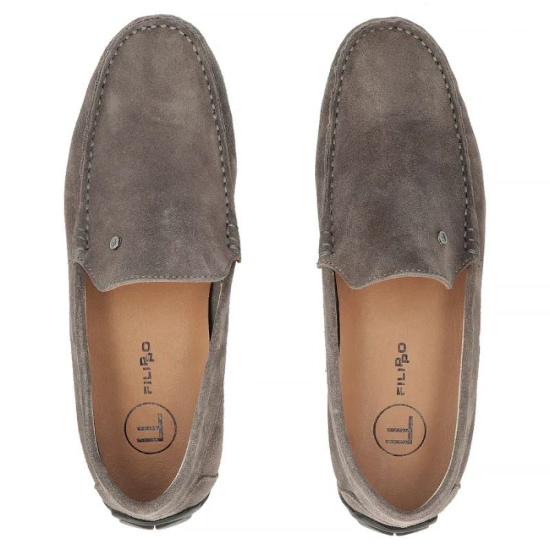Men's leather moccasin shoes in taupe suedeFilippo MP923 Filippo
