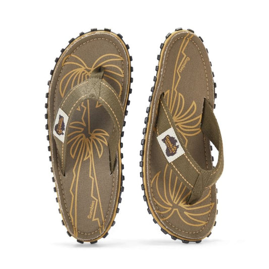 Gumbies Men's Flip-Flops ISLANDER FLIP-FLOP PALM LEAF KHAKI Gumbies