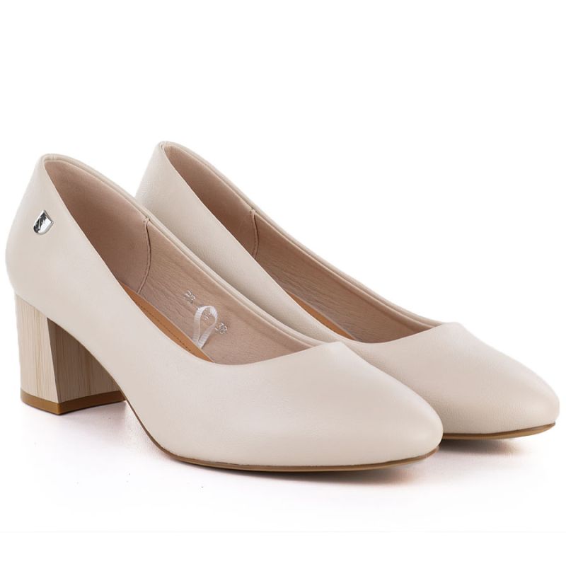 Beige Sergio Leone PB404 women's pumps with a block heel LEONE
