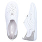 Women's leather openwork slip-on shoes, white Rieker 43663-80 Rieker