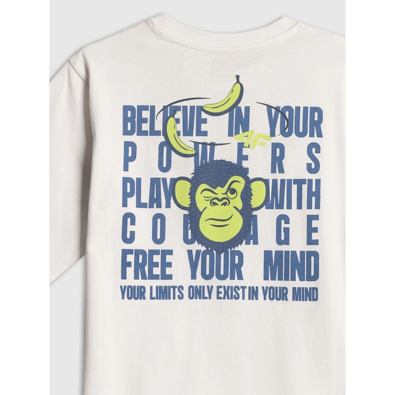 Boy's loose T-shirt with print 4F 4FJRSS26TTSHM4276-10S