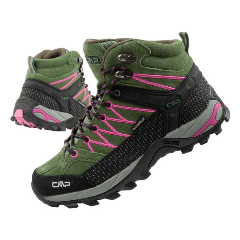 CMP Rigel women's trekking shoes leather durable waterproof ankle boots green CMP
