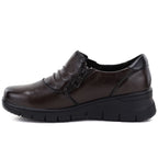 Women's brown leather wedge shoes Vinceza 133118
