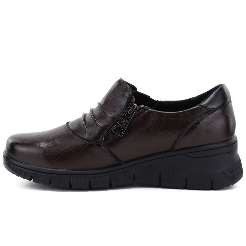 Women's brown leather wedge shoes Vinceza 133118
