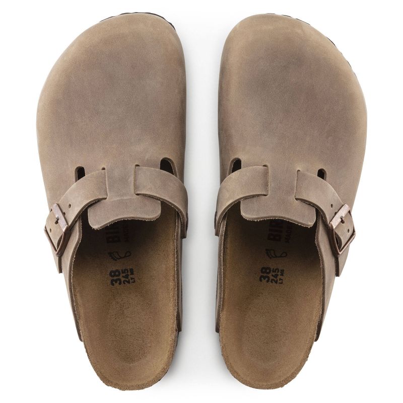 Birkenstock Boston Tabacco Brown Oiled Leather Regular Wide Slides for Women/Men (0960811) In preparation Your Sports Performance