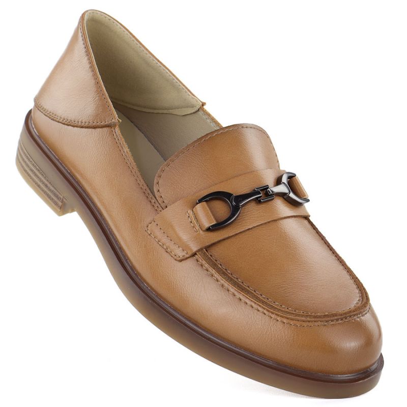 Women's leather loafers, camel, Vinceza 18117 To be categorized Your Sports Performance