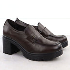 Women's loafers on a block heel, brown, Potocki SZ12700 Footwear Your Sports Performance