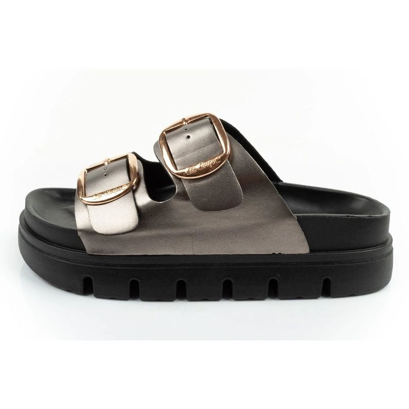 Lee Cooper shoes women's slippers silver comfortable platform fashionable