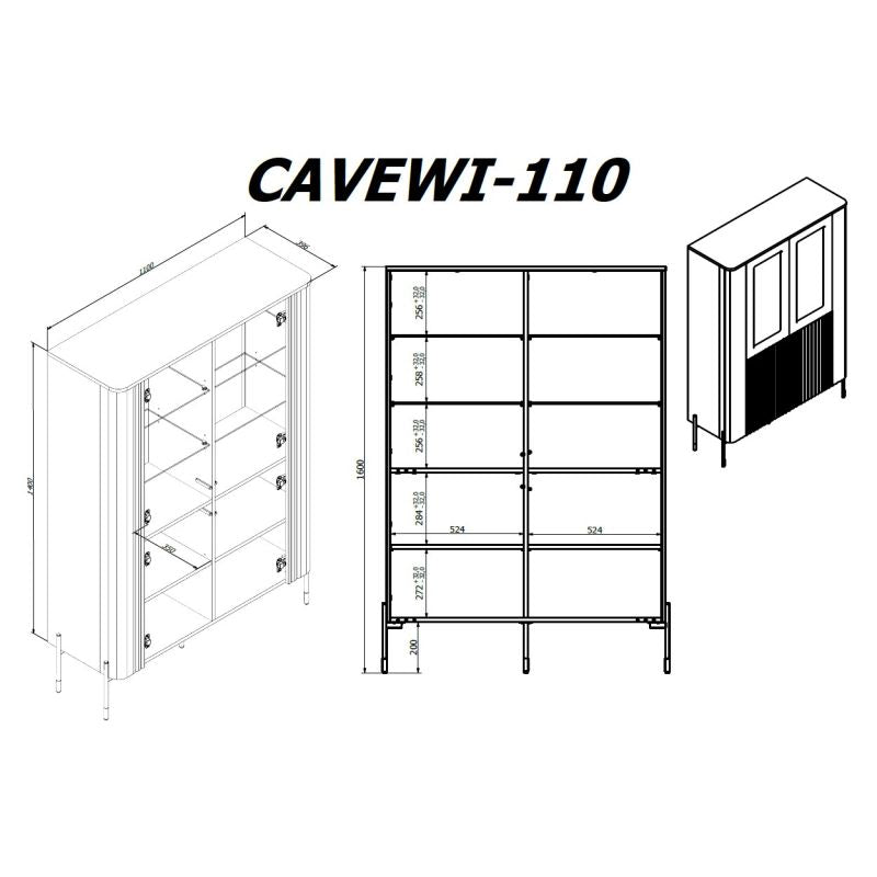VERA display cabinet 110x40x160 white matt Bufety i witryny/Bufety i witryny na drewnianej podstawie Your Sports Performance