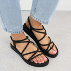 Women's Roman sandals with zircons, black Filippo DS6884 Footwear Your Sports Performance
