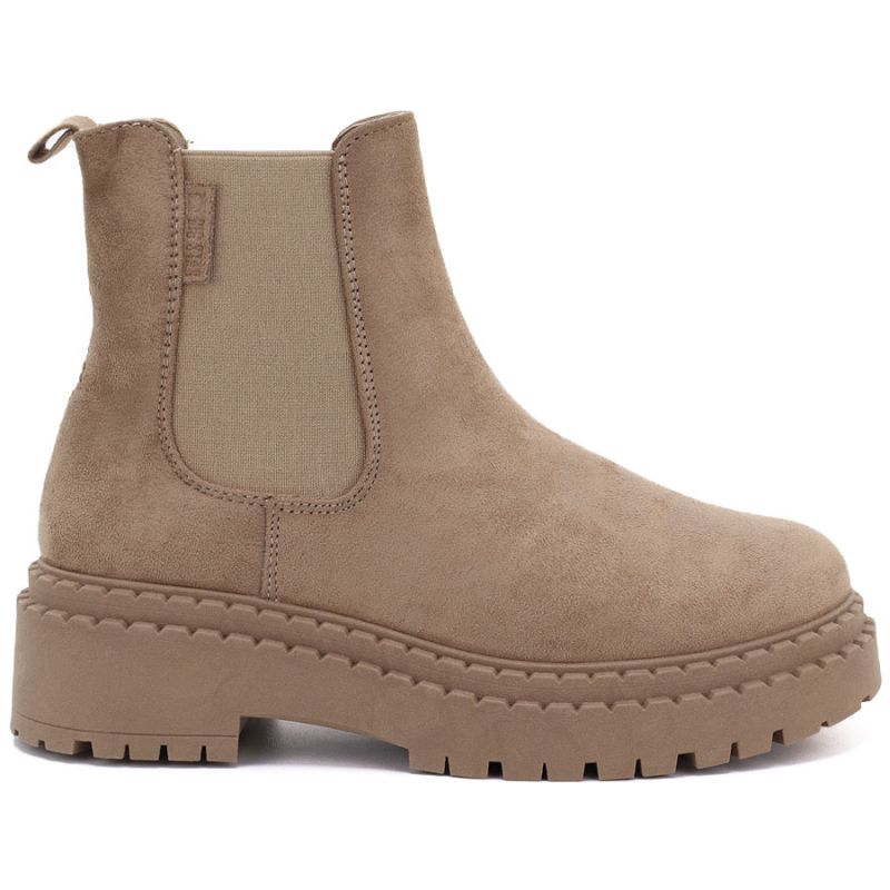 Women's suede ankle boots on a beige platform Big Star UU274858