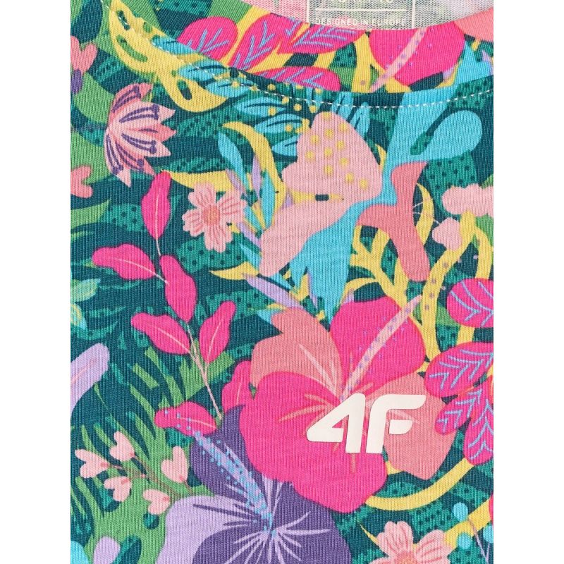 Girls' boxy T-shirt with print 4F 4FJRAW26TTSHF4243-90A