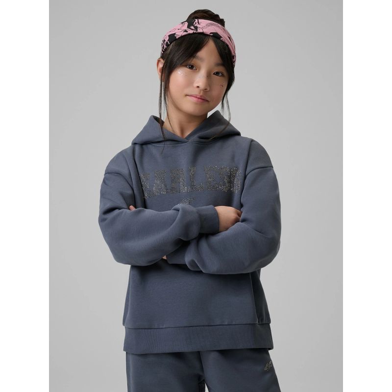 Girls' loose sweatshirt with hood 4F 4FJRSS26TSWSF2627-22S