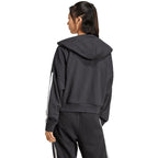 Women's adidas Essentials 3-Stripes French Terry Quarter-Zip Hoodie Black JN1956 In preparation Adidas