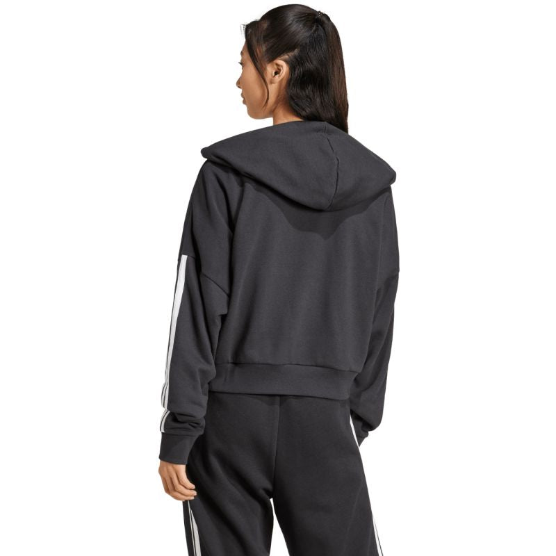 Women's adidas Essentials 3-Stripes French Terry Quarter-Zip Hoodie Black JN1956 In preparation Adidas