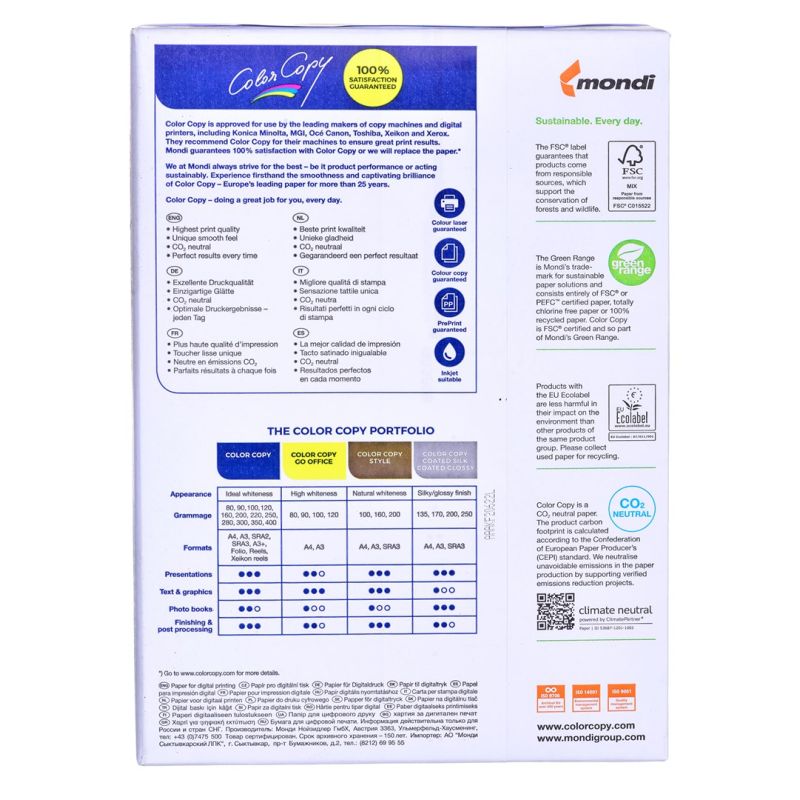 Mondi Color Copy 8687A20 office copier paper (A4; 200g/m2; 250 sheets; white paper; satin) Artykuły papiernicze/Papier Xero Your Sports Performance