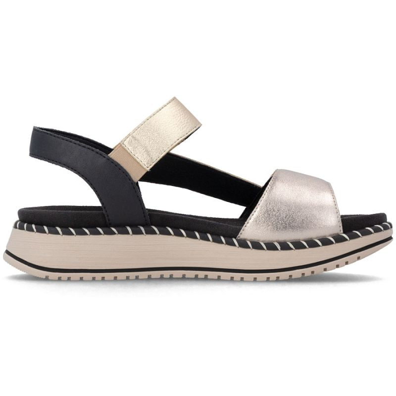 Women's metallic gold leather platform sandals Remonte by Rieker D3J50-90