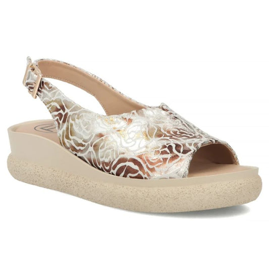 Women's leather wedge sandals, gold, Filippo DS7581 Filippo