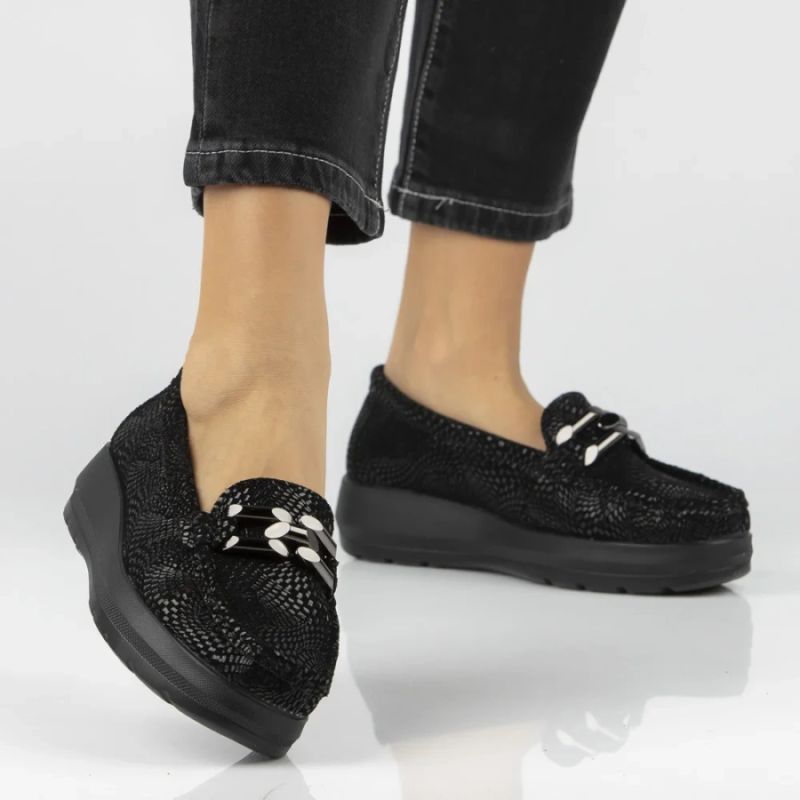 Women's leather platform loafers, black, Filippo DP7652 Filippo