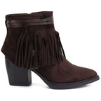 Women's insulated cowboy boots with fringes, chocolate M.Daszyński