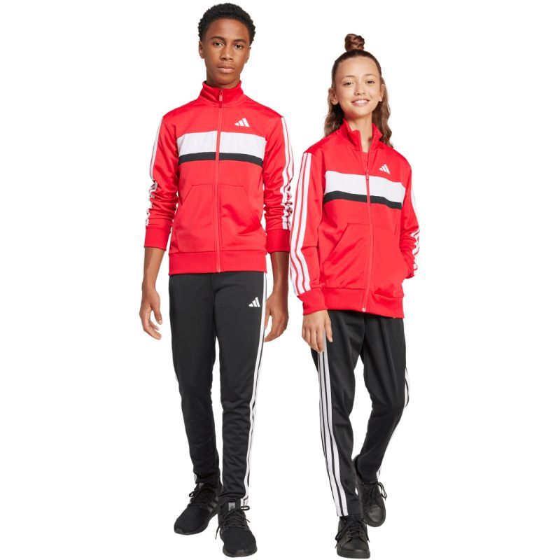 adidas Seasonal Essentials Tiberio 3-Stripes Tricot Kids Tracksuit Red and Black JI6214 In preparation Adidas