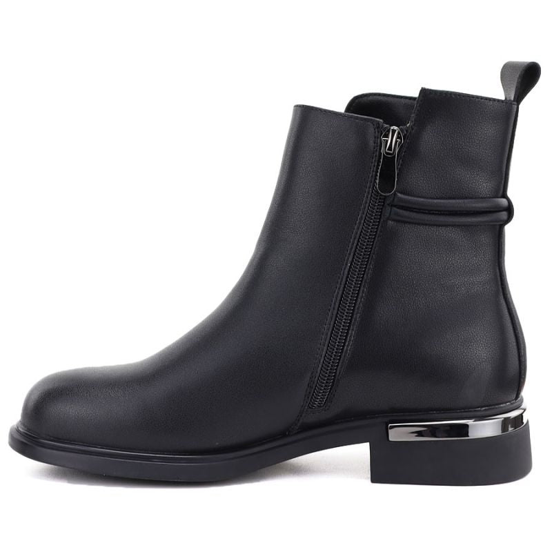 Women's black leather ankle boots D&A S.Barski MK62-7025