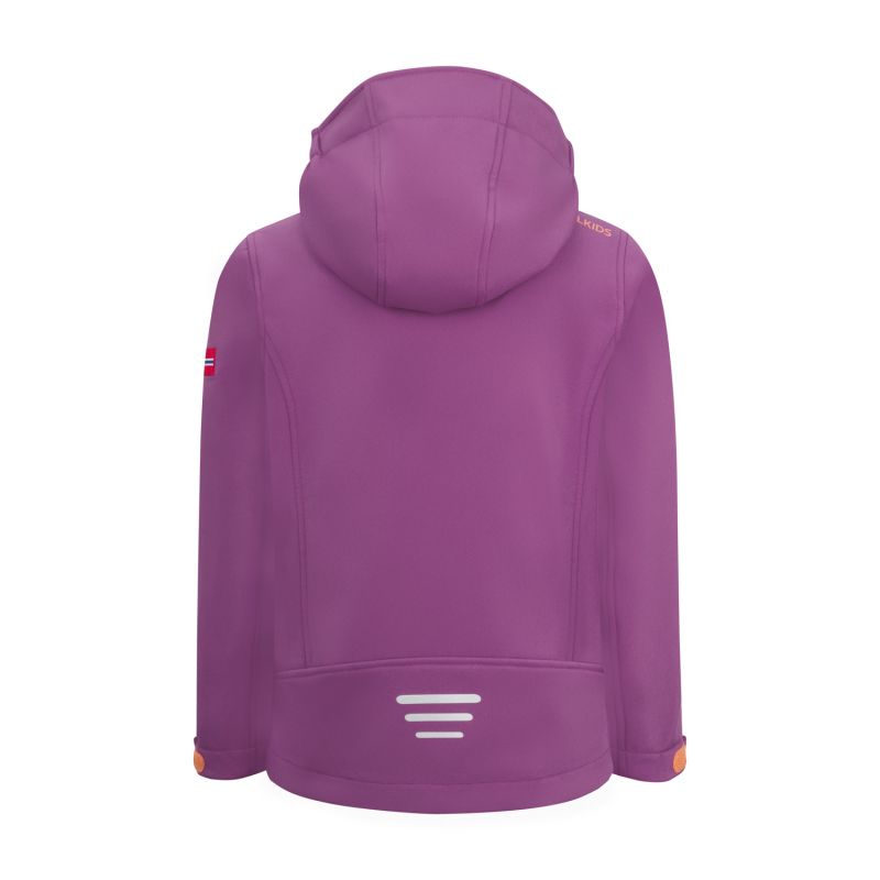 Trollkids Girls Trollfjord Jacket children's softshell jacket with hood, pink (175-242)