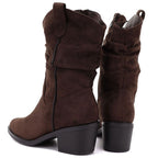 Women's ankle boots, ruffled cowboy boots, brown, Vinceza HX27-16536