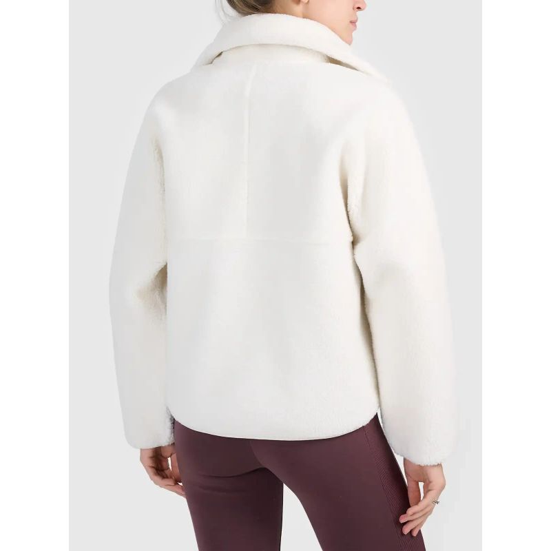 Women's loose sherpa fleece with stand-up collar 4F 4FWAW26TFLEF463-11S