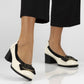 Beige patent leather pumps on a block heel Filippo DP6960 Filippo