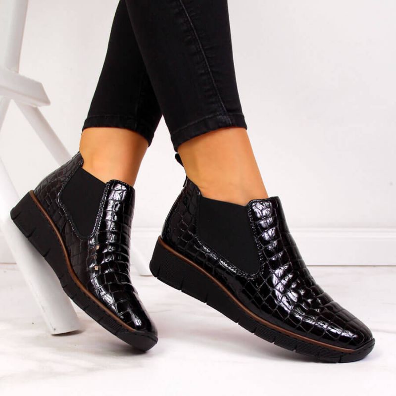 Rieker W R474 snakeskin leather ankle boots black Footwear/Lifestyle/Rieker Your Sports Performance